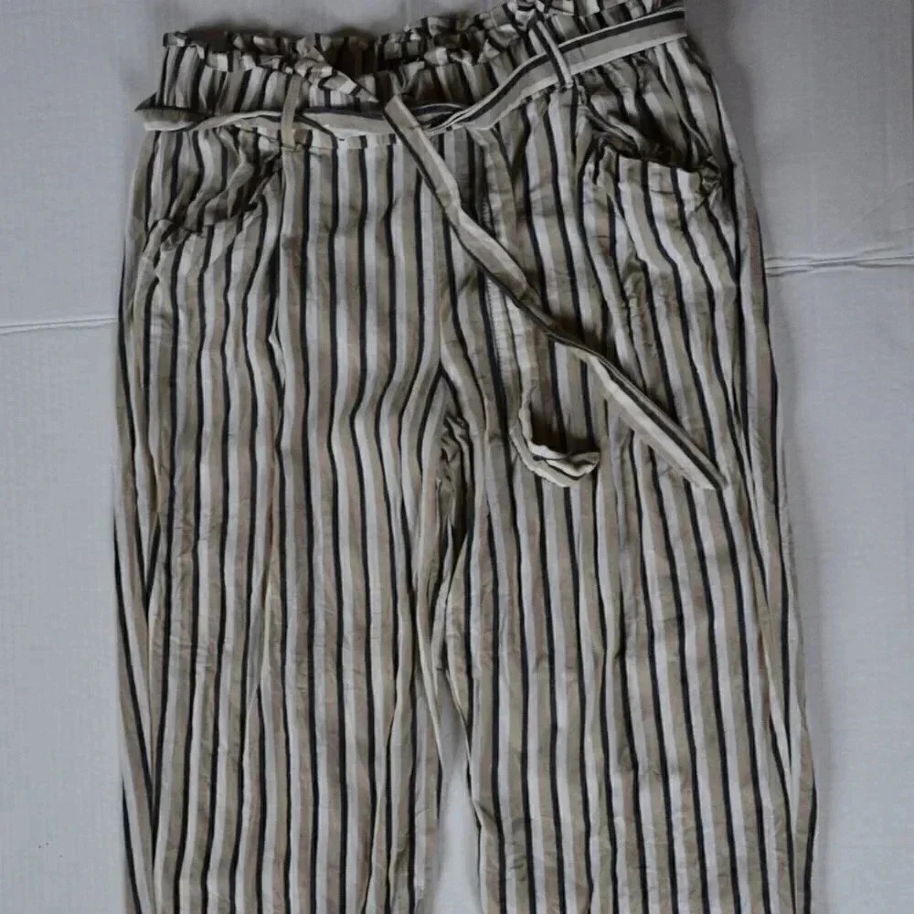 Striped Pants with Tie up  Waist
